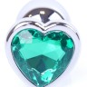 Анальний затор Boss Series - Jewellery Silver Heart PLUG Green S, BS6400051
