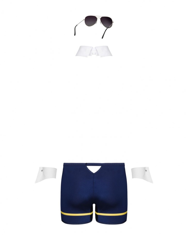 Еротичний костюм пілота Obsessive Pilotman set S/M, боксери, манжети, комір з краваткою, окуляри