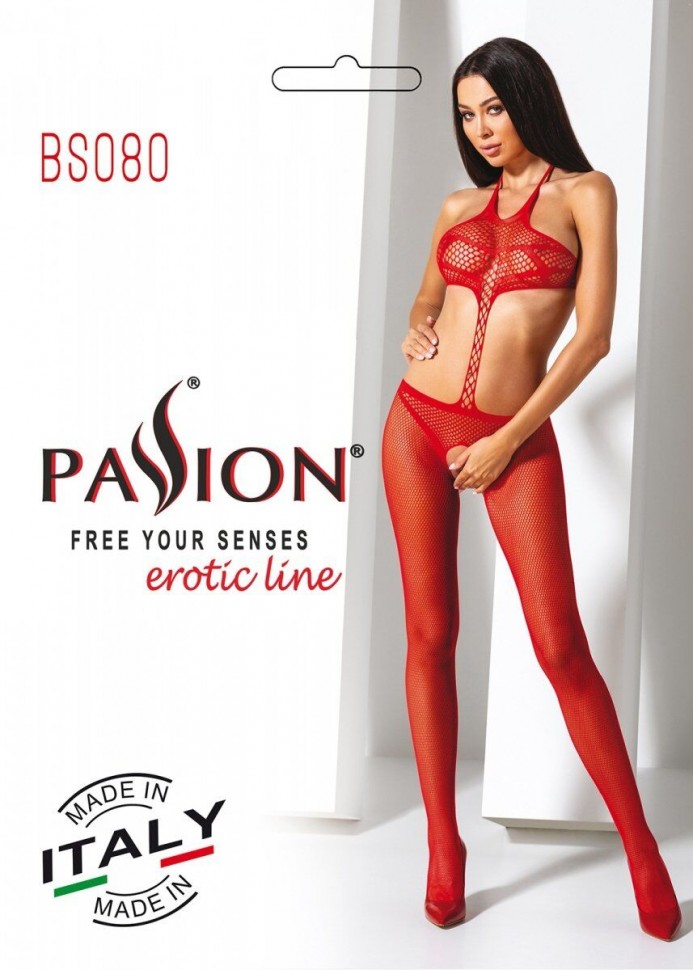 Відкритий бодістокінг Passion BS080 red