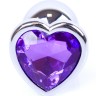 Анальний затор Boss Series - Jewellery Silver Heart PLUG Purple S, BS6400052