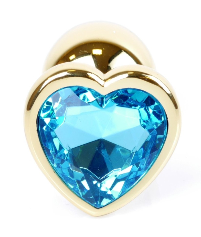 Анальний затор Boss Series - Jewellery Gold Heart PLUG Light Blue S, BS6400040