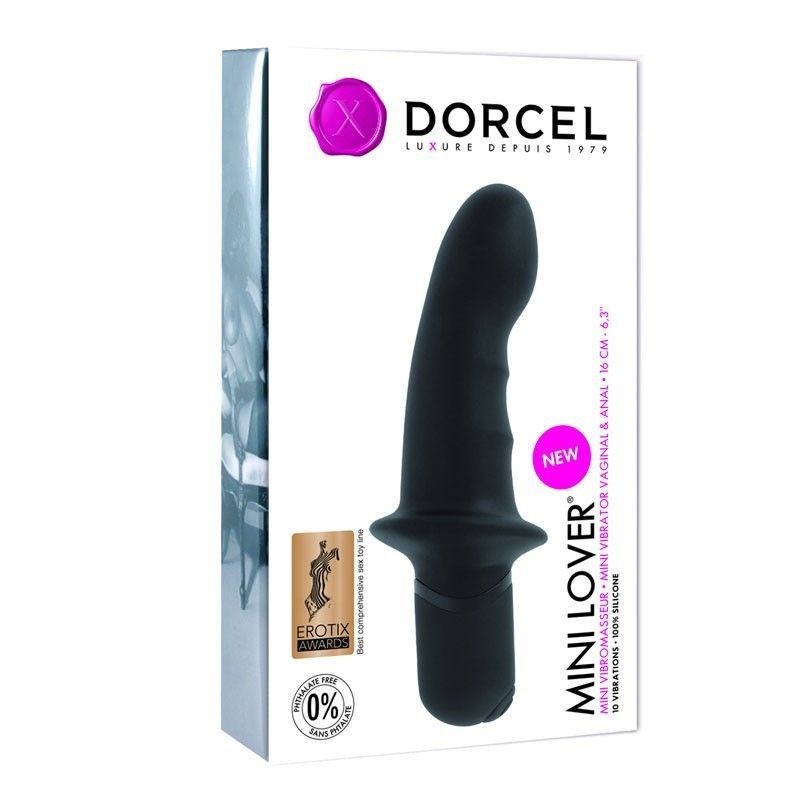 Вібратор Dorcel Mini Lover Black з обмежувачем, для точки G і масажу простати