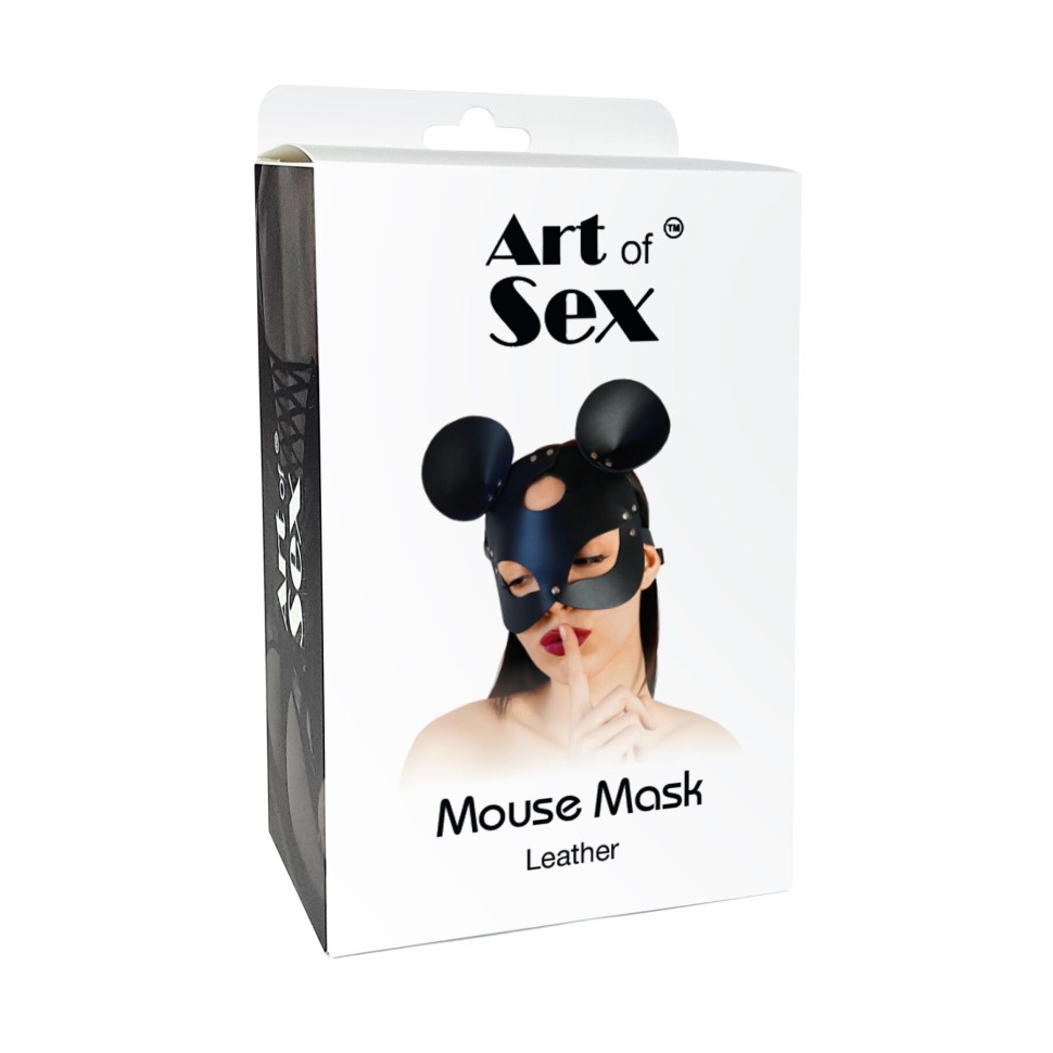 Шкіряна маска зайчика Art of Sex - Mouse Mask, колір Чорний