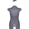 Еротичний костюм стюардеси Obsessive Stewardess 3 pcs costume grey S/M, сірий, сукня, стрінги, пілот