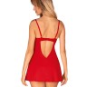 Пеньюар Obsessive Ingridia chemise & thong M/L, червоний, сорочка, стрінги
