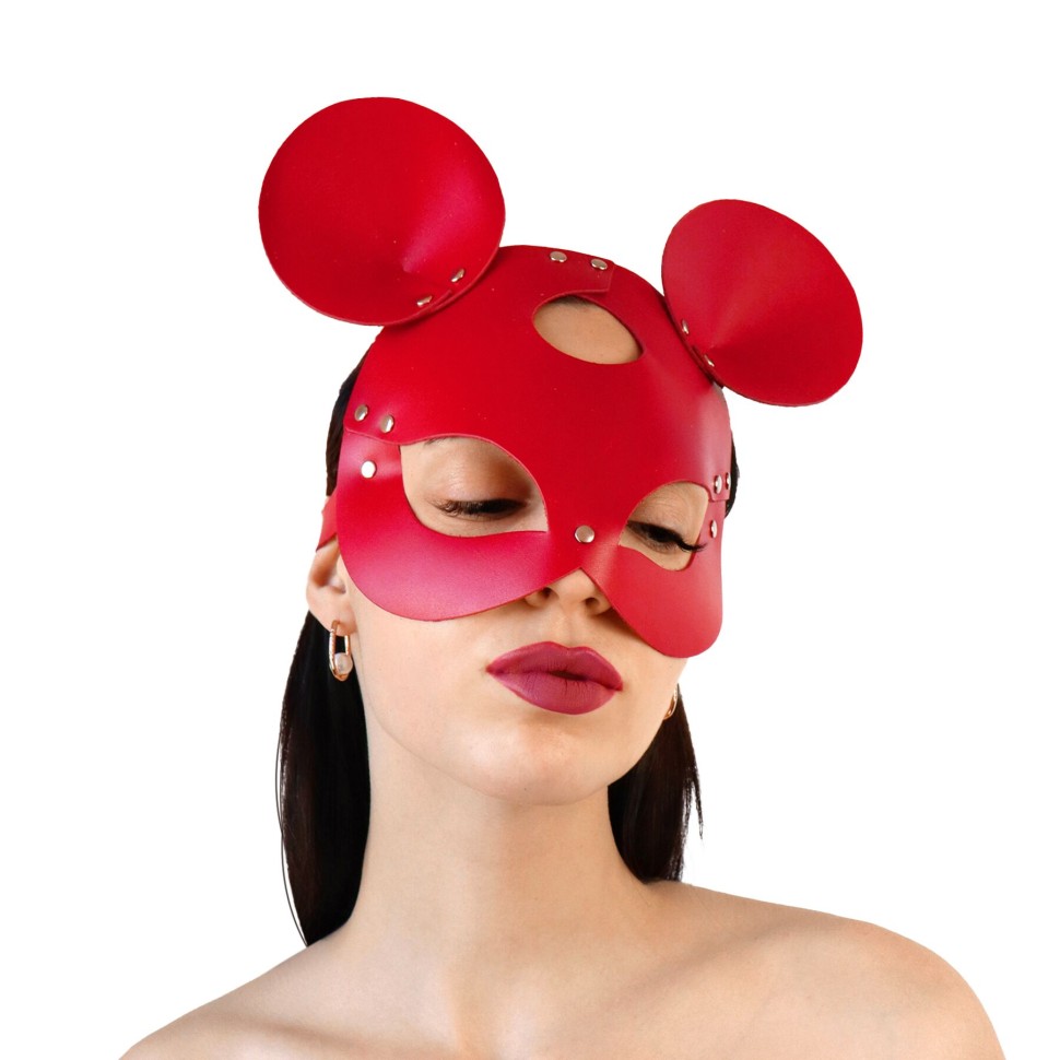 Шкіряна маска зайчика Art of Sex - Mouse Mask, колір Червоний