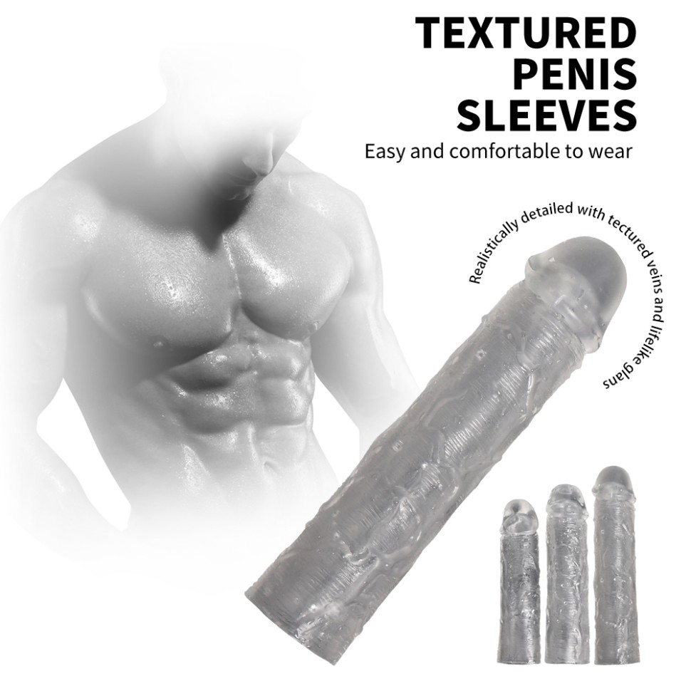 Набір насадок "Textured Penis Sleeves", колір безбарвний