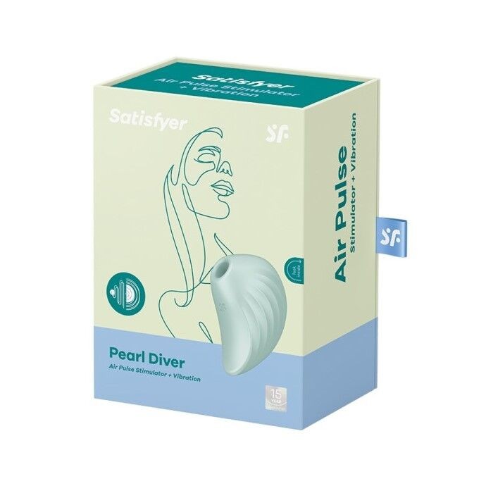 Вакуумный клиторальный стимулятор с вибрацией Satisfyer Pearl Diver Mint (мятая упаковка)