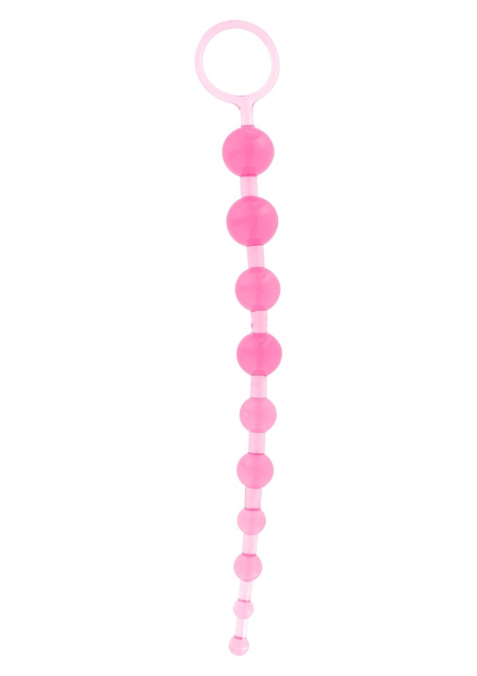 Анальний ланцюжок Toy Joy з кульками різного діаметру, рожевий, 25 см х 2 см