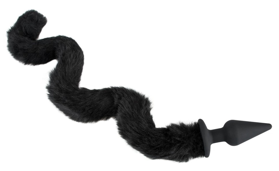 Анальна пробка із гнучким хвостом Bad Kitty чорна, 3.5 х 73 см