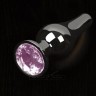 Пикантные Штучки, Маленькая графитовая анальная пробка с кристаллом - 8.5Х3 см (розовый)