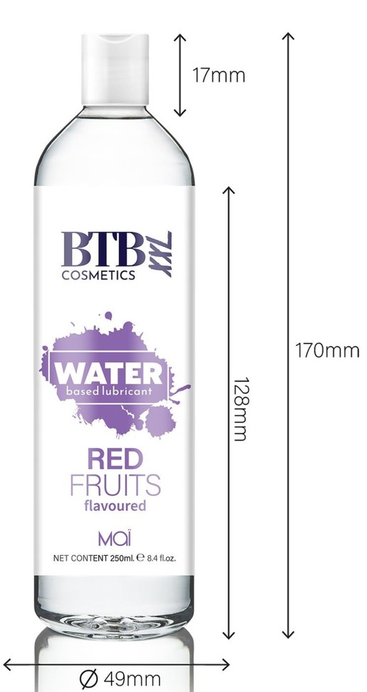 Гель-лубрикант на водній основі з ароматом лісових ягід Mai - BTB Water Based Lubricant RED FRUITS flavored XXL, 250 ml
