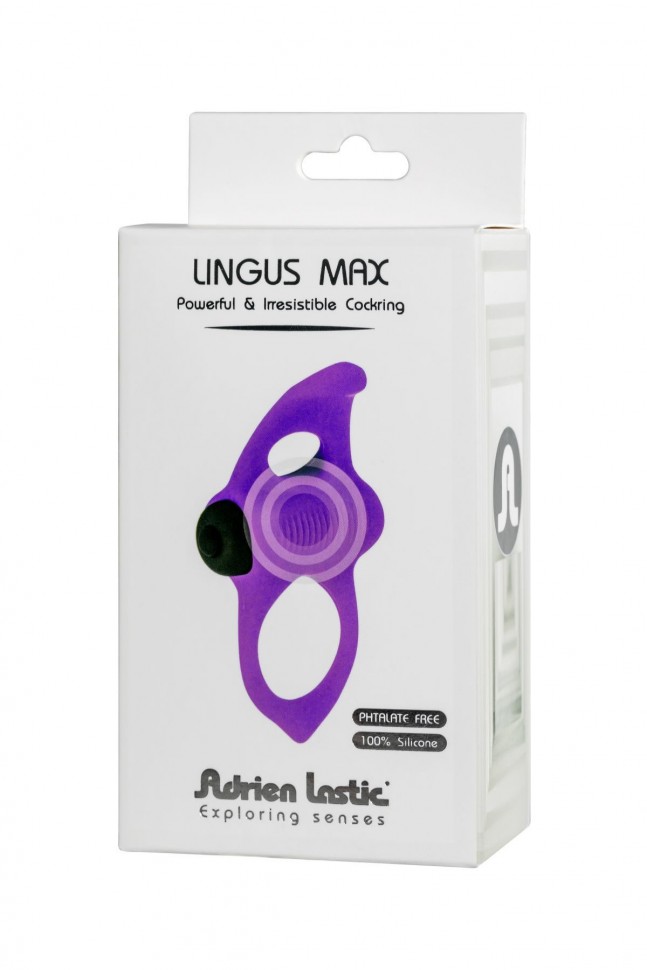 Ерекційне віброкільце Adrien Lastic Lingus MAX Violet з язичком для стимуляції клітора