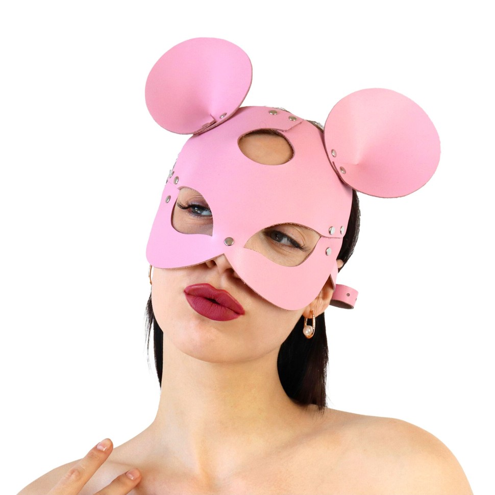 Шкіряна маска зайчика Art of Sex - Mouse Mask, колір Рожевий