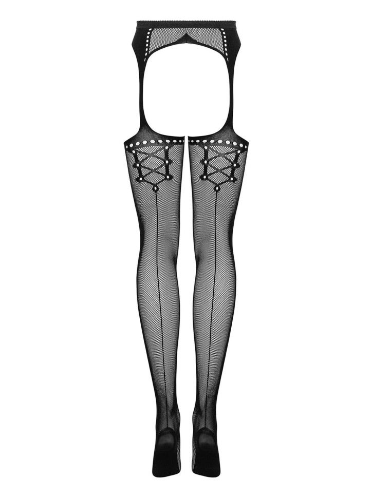 Панчохи з поясом Garter stockings S314 czarny S / M / L Obsessive, Черный, One Size