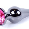 Анальний затор Boss Series - Jewellery Dark Silver BUTT PLUG Pink, BS6400053