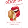 Веганський масажний гель на водній основі з ароматом і смаком шампанського з полуницею - Lick-it Sparkling wine & Strawberry, 50 мл