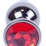 Анальний затор Boss Series - Jewellery Dark Silver BUTT PLUG Red, BS6400055