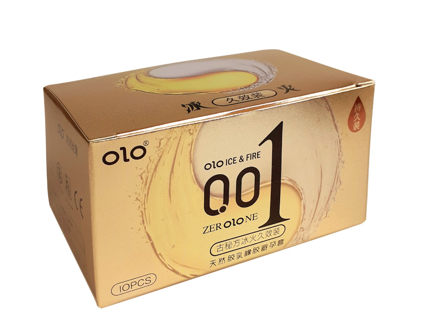 Ультратонкі презервативи OLO з термоефектом Льод і Полум'я (ефект, що охолоджує та розігріває) (по 1 шт)
