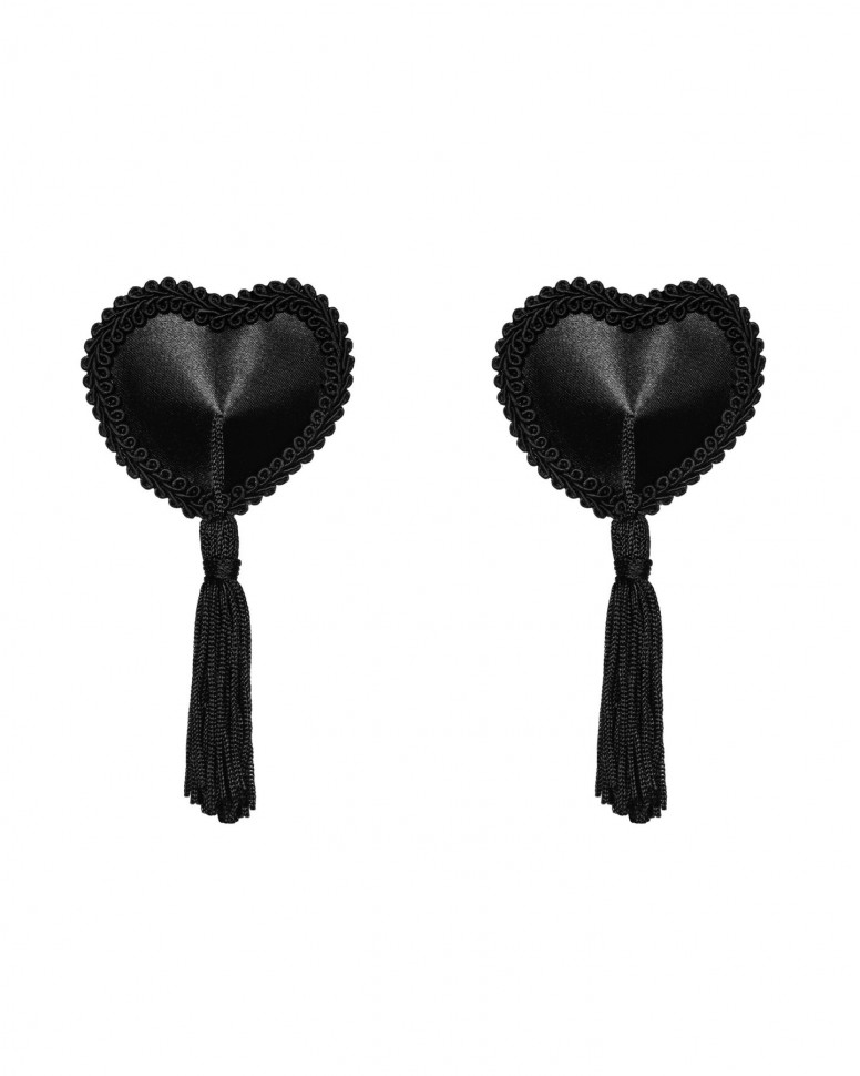 Еротичні наклейки на соски з пензликами Obsessive Tassel nipple covers black, чорні