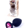 Анальна пробка чорна з каменем Plug-Jewellery Black Silicon PLUG Medium-Pink Diamond