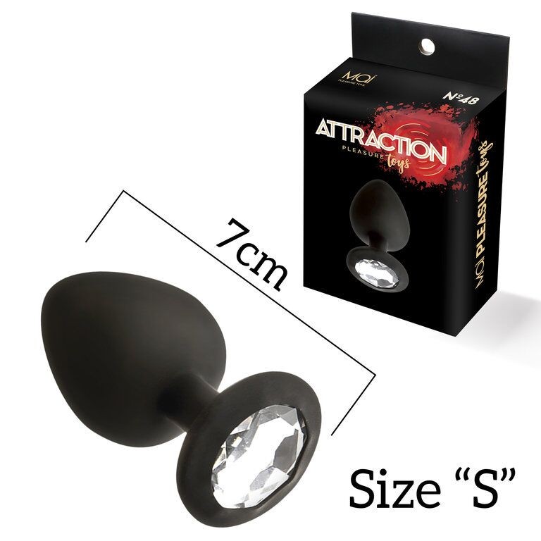 Анальна пробка з кристалом MAI Attraction Toys №47 Black, довжина 7см, діаметр 2,8 см