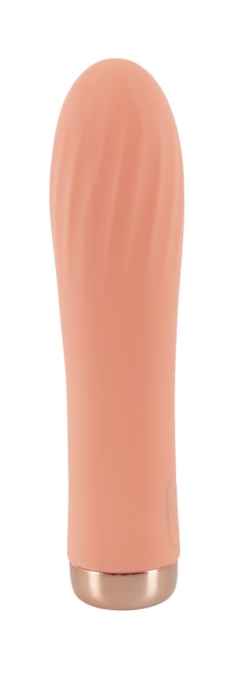 Ребристий міні-вібратор персикового кольору Mini Ribbed Vibrator