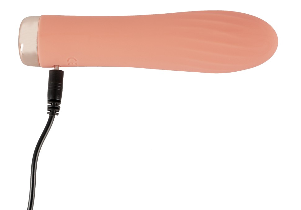 Ребристий міні-вібратор персикового кольору Mini Ribbed Vibrator