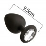Анальна пробка з кристалом MAI Attraction Toys №49 Black, довжина 9,5 см, діаметр 4 см