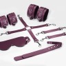Набір Feral Feelings BDSM Kit 5 Burgundy, наручники, поножі, конектор, маска, паддл