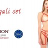 Комплект белья MAGALI SET OpenBra red L/XL - Passion Exclusive: стрэпы: лиф, трусики и пояс