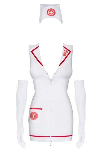 Медсестра плаття рукавички emergency dress stetoskop obsessive SM, Білий, S-M