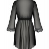 Пеньюар Passion Amberly Peignoir 4XL/5XL black, ажурні декольте та манжети, широкі рукави
