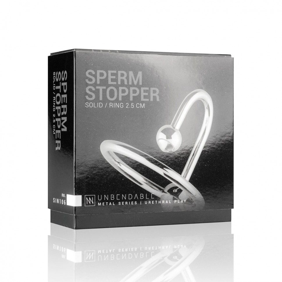 Уретральна вставка із кільцем Sinner Gear Unbendable – Sperm Stopper Solid, діаметр кільця 2,6 см