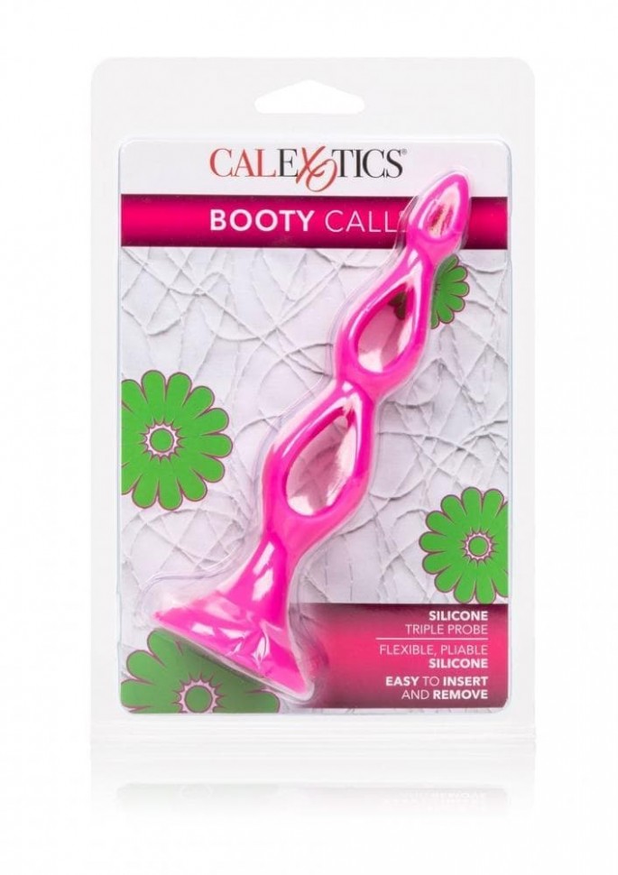 CalExotic Booty Call Silicone Triple Probe - тройная полая анальная пробка, 10,25х3,25 см (розовый)