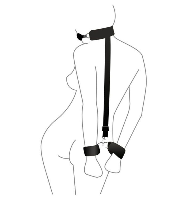 Кляп з пластиковою кулею та наручниками Art of Sex - Handcuffed Gag чорний