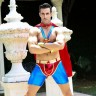 Мужской эротический костюм супермена "Готовый на всё Стив": плащ, портупея, шорты, манжеты