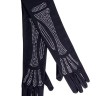 Рукавички зі стразами Skeleton Bone Elbow Length Gloves від Rhinestone Leg Avenue, чорні O\S