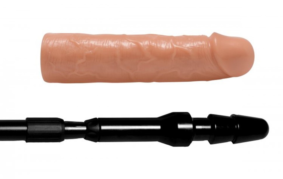 Реалістична насадка на регульованій довгій чорній рукояті Dick Stick - Dildo On Expandable Rod