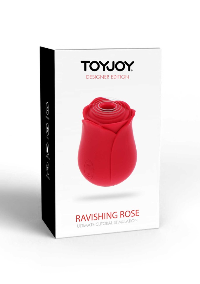 Вакуумний стимулятор клітора у вигляді троянди Toy Joy, силіконовий, червоний