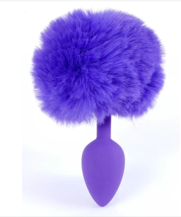 Анальна пробка (розмір S) з хвостом Boss Series - Silicon PLUG Bunny Tail Purple