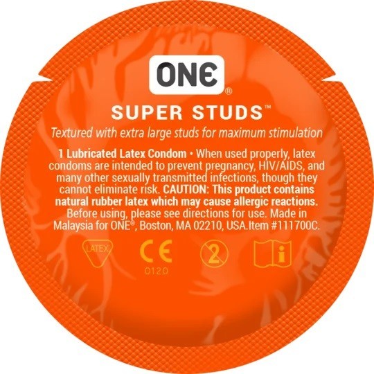 Презервативи ONE Super Studs (точкові) (по 1 шт) (упаковка може відрізнятися кольором та малюнком)