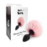 Силіконова анальна пробка М Art of Sex - Silicone Bunny Tails Butt plug, колір Рожевий, діаметр 3,5 