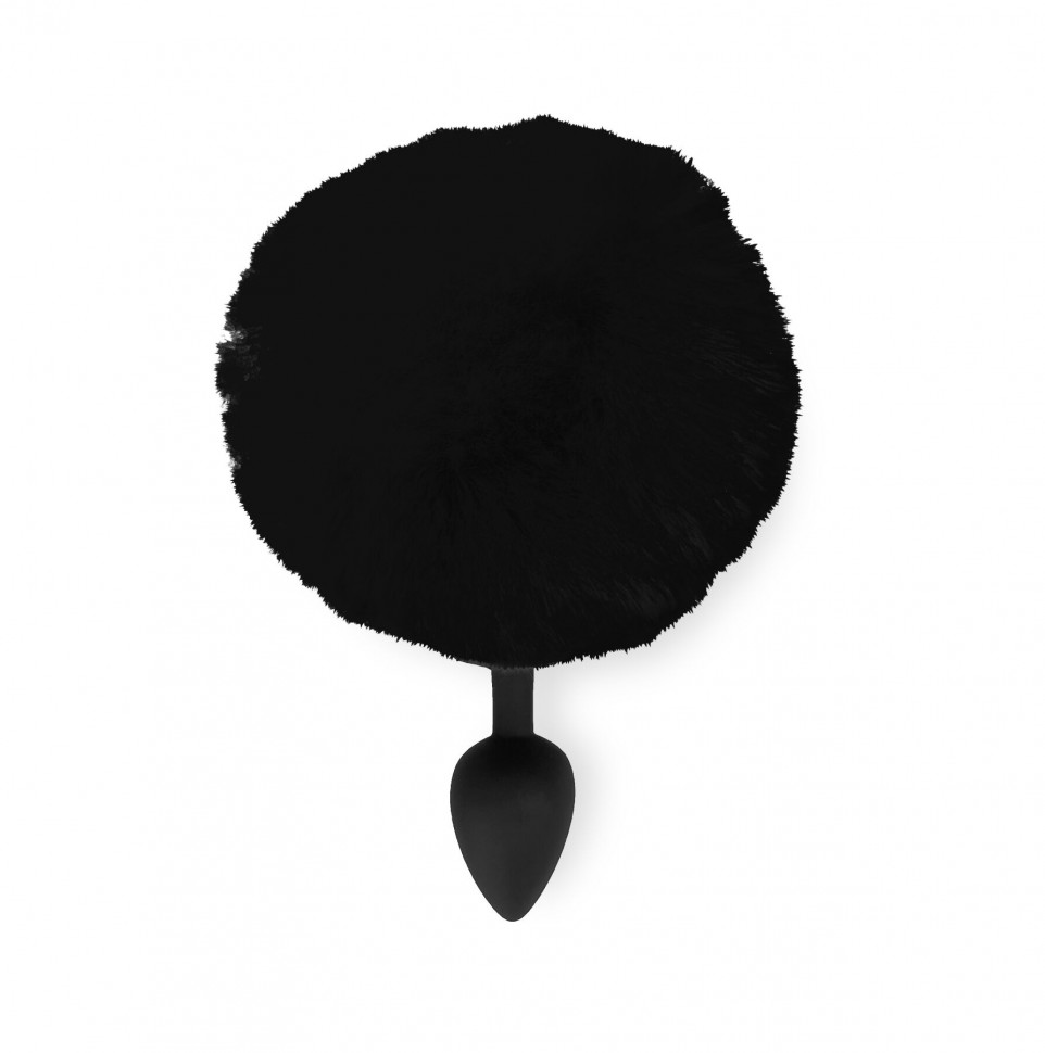 Силіконова анальна пробка М Art of Sex - Silicone Bunny Tails Butt plug, колір Чорний, діаметр 3,5 с