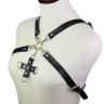 Портупея зі штучної шкіри з фіксатором Women's PU Leather Chest Harness Caged bra WHITE