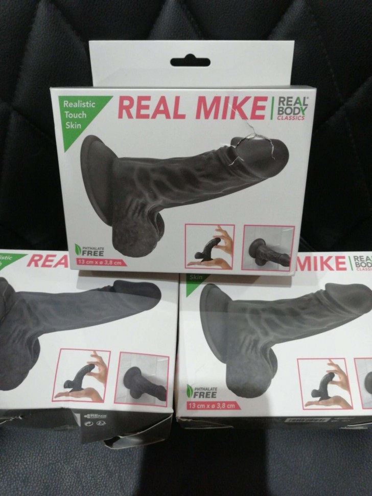 Фаллоимитатор с присоской Real Body - Real Mike Black, TPE, диаметр 3,8см(мятая упаковка)