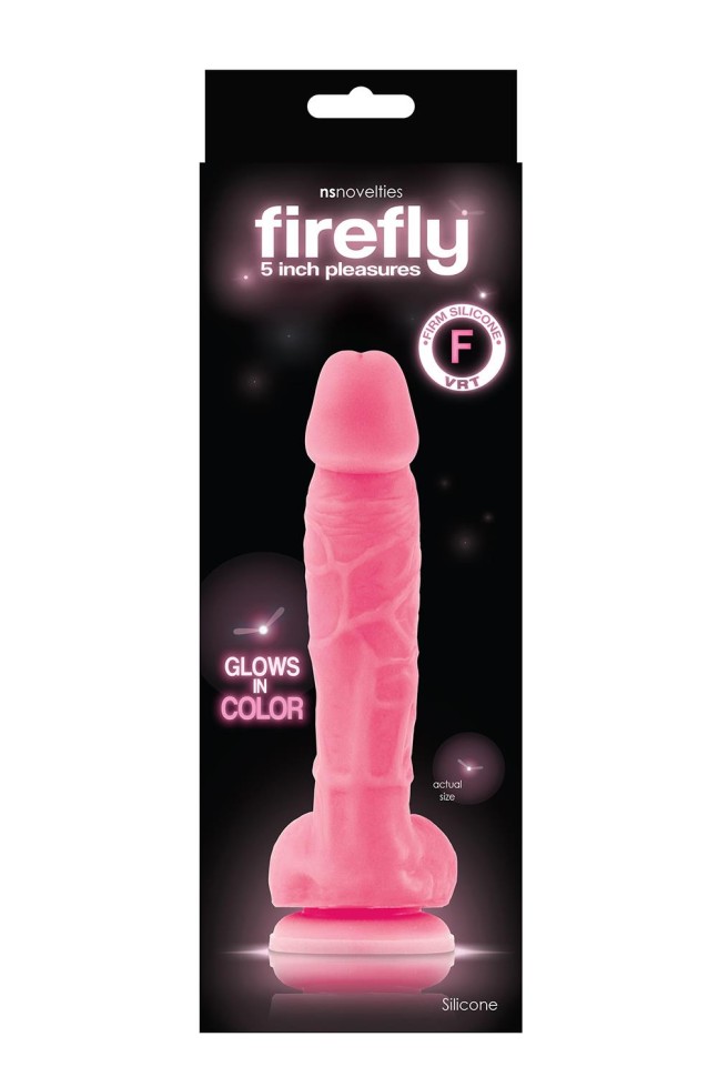 Фалоімітатор рожевий FIREFLY 5", що світиться GLOWING DILDO PINK