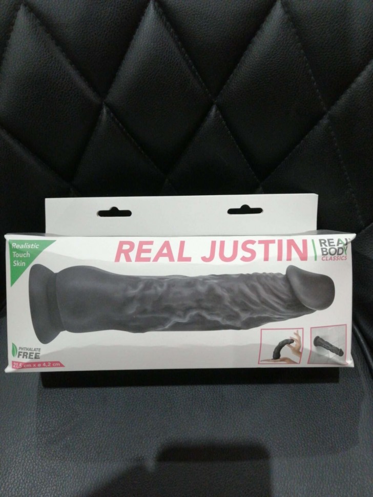 Фаллоимитатор с присоской Real Body - Real Justin Black, TPE, диаметр 4,2см (мятая упаковка)