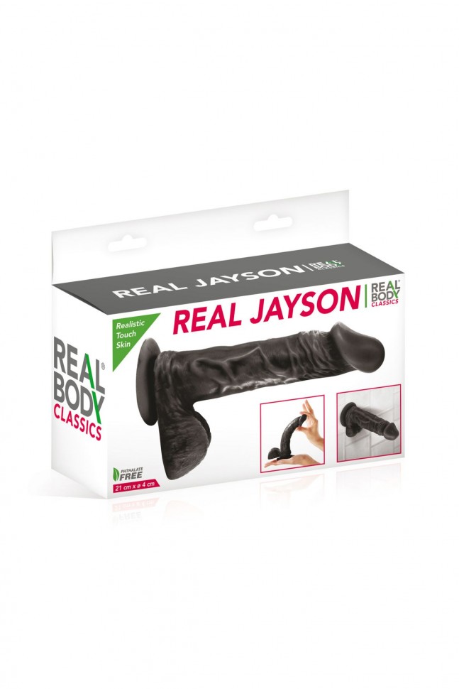 Фалоімітатор на присосці Real Body — Real Jayson Black, TPE, діаметр 4 см
