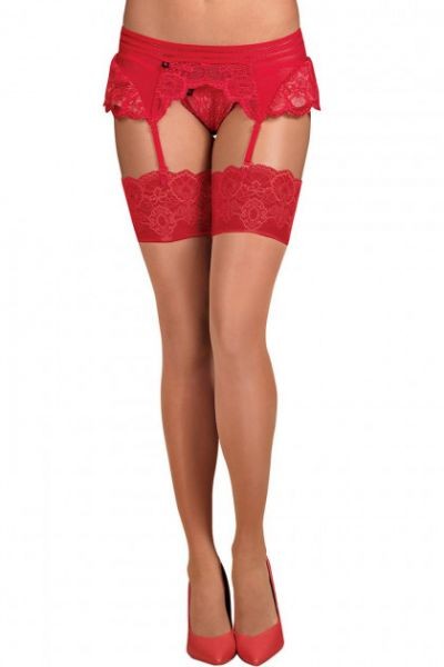 Чулки красные Obsessive 853-STO-3 stockings red L/XL